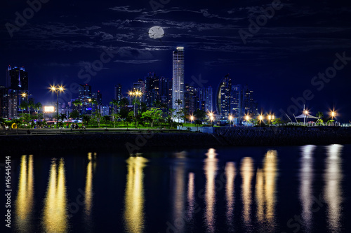 Skyline of Panama city at the blue hour