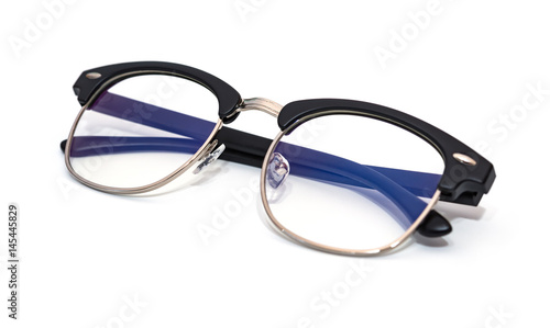 protective glasses with blue filter coating on a white background