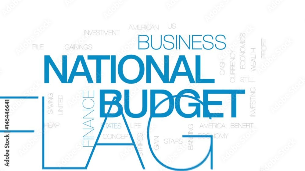 National budget animated word cloud, text design animation. Kinetic typography. National budget animated word cloud, text design animation. Kinetic typography.