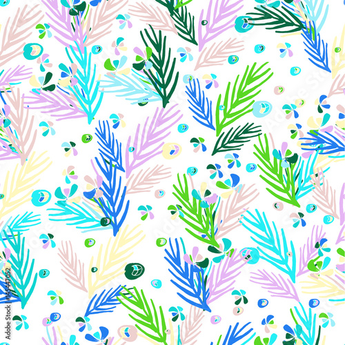 Hand drawn vector floral pattern. Tropical flowers