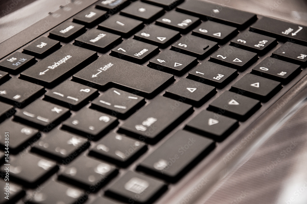 Closeup of a notebook keyboard