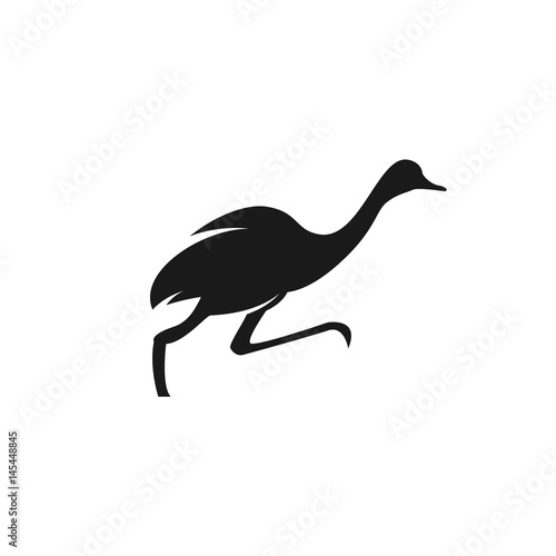 Running ostrich icon. Vector logo illustration