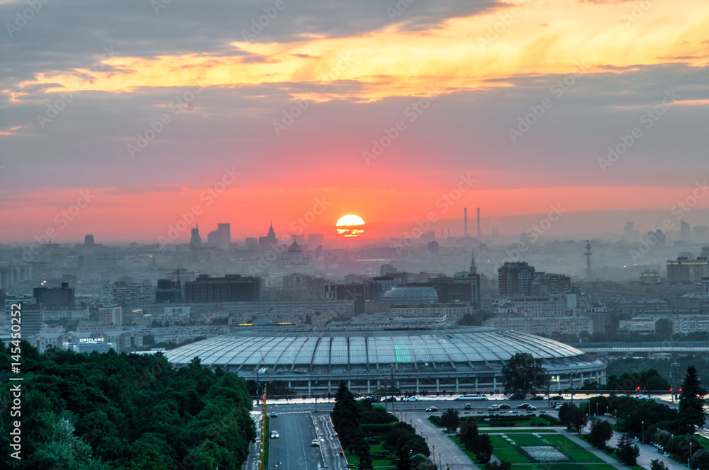 A view at sunrise in Moscow