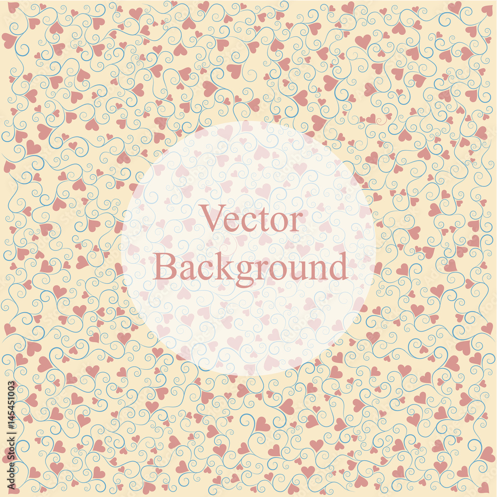 Background of hearts and spirals Background of hearts and spirals