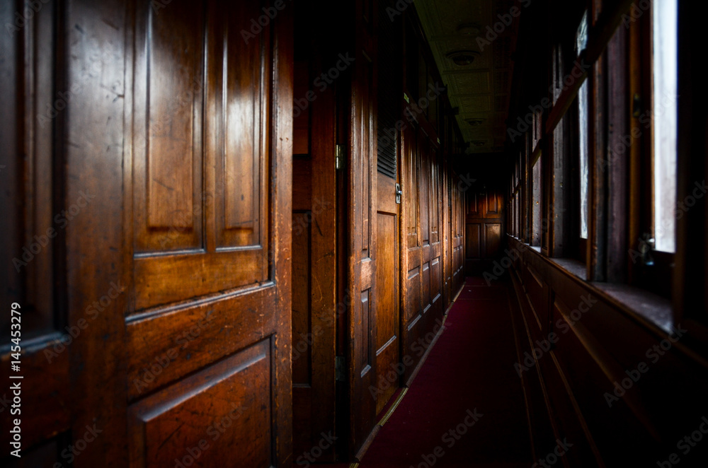 Wooden Interior of old train Wooden Interior of old train