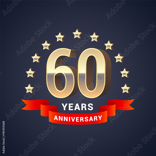 60 years anniversary vector icon, logo
