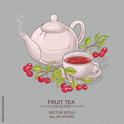 cherry tea illustration