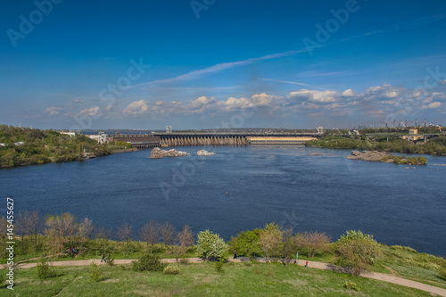 View of the Dnieper hydroelectric power plant (DnieproGES)
