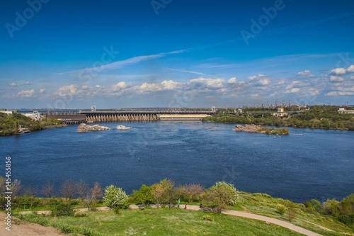 View of the Dnieper hydroelectric power plant (DnieproGES)