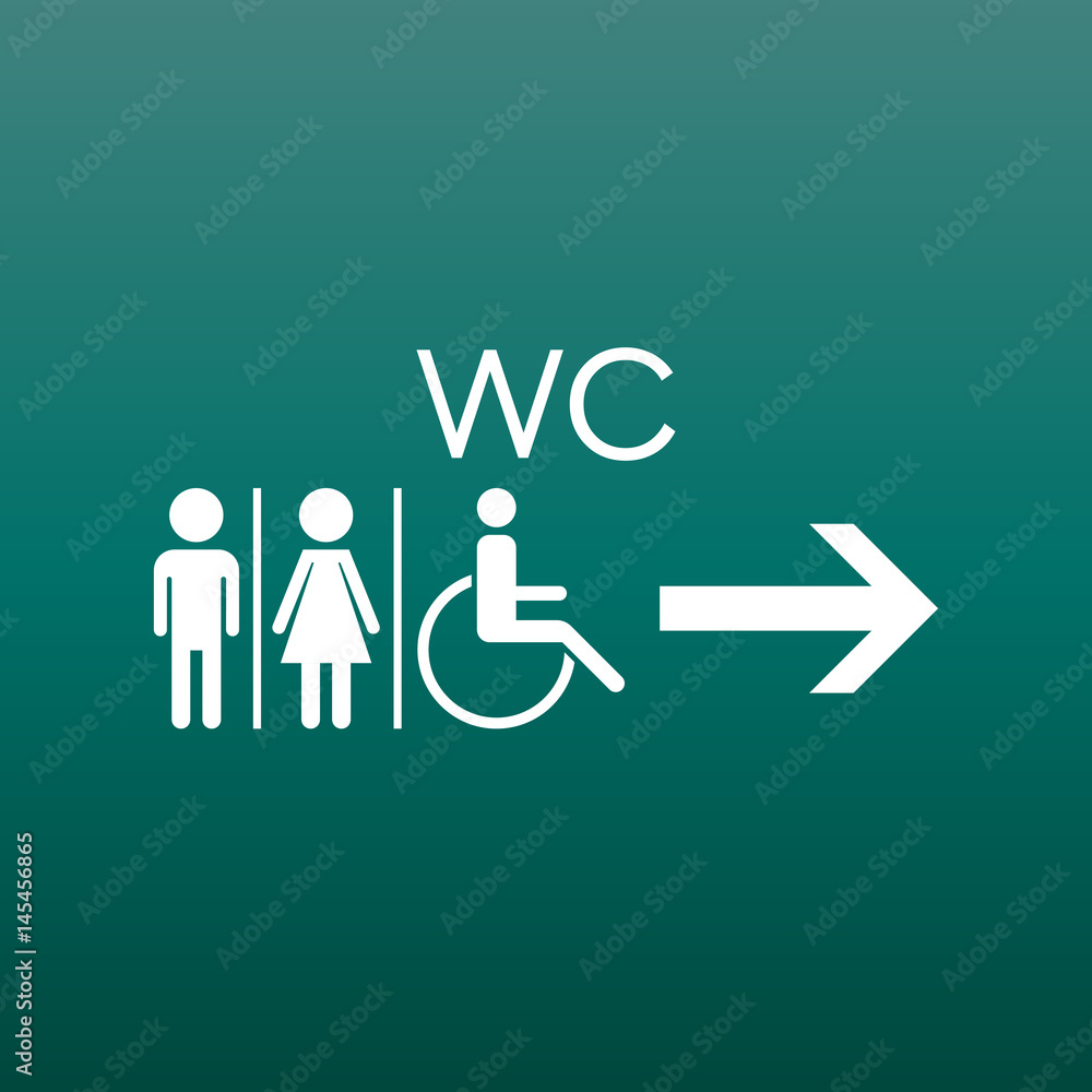 WC, toilet flat vector icon . Men and women sign for restroom on green background. WC, toilet flat vector icon . Men and women sign for restroom on green background.