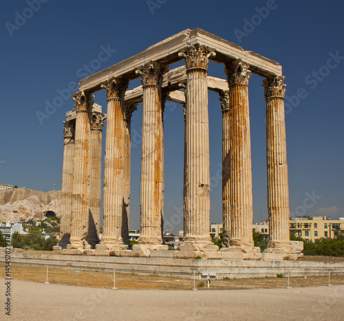 The ancient ruined Temple of Zeus in Athens. Ancient architecture of Greece.