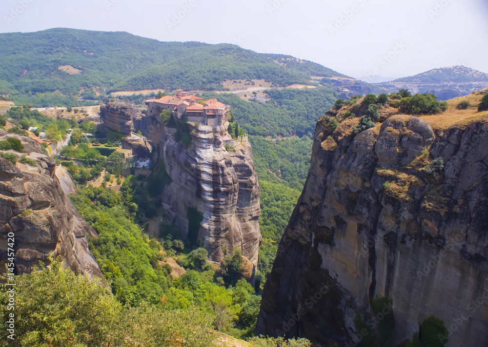 Fototapeta premium The Varlaam monastery on a cliff top in Greece.