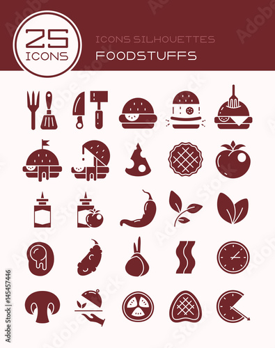 Icons silhouettes foodstuffs