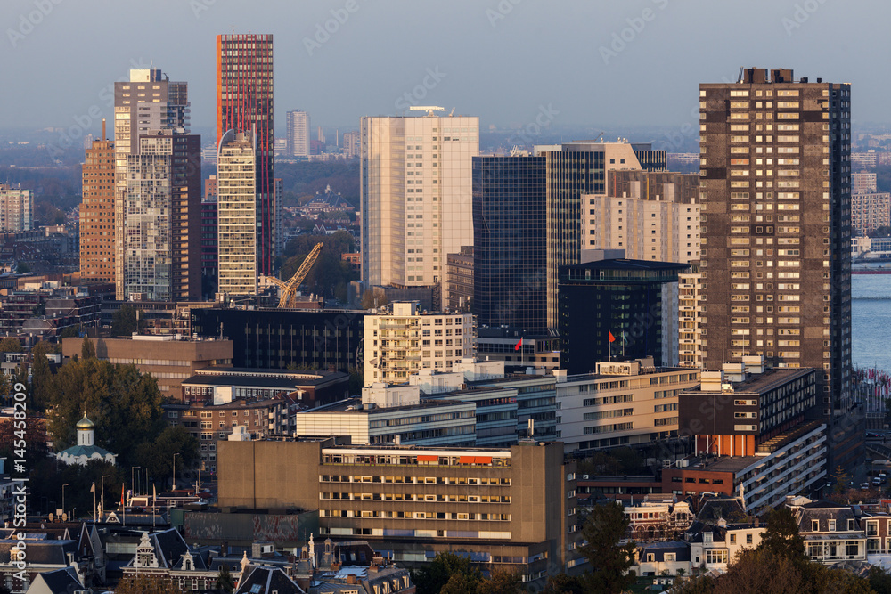 Naklejka premium Aerial panorama of Rotterdam