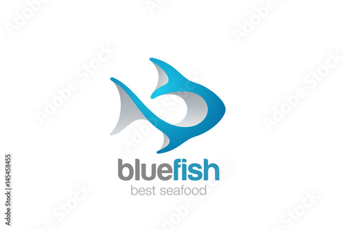 Fish Logo 3D Seafood restaurant menu store shop Tuna icon