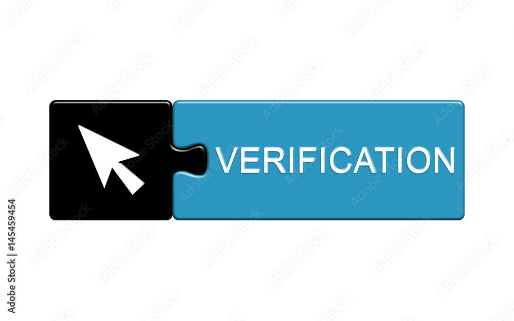 Niebieski przycisk, ikona z napisem verifikation - obrazy, fototapety, plakaty 