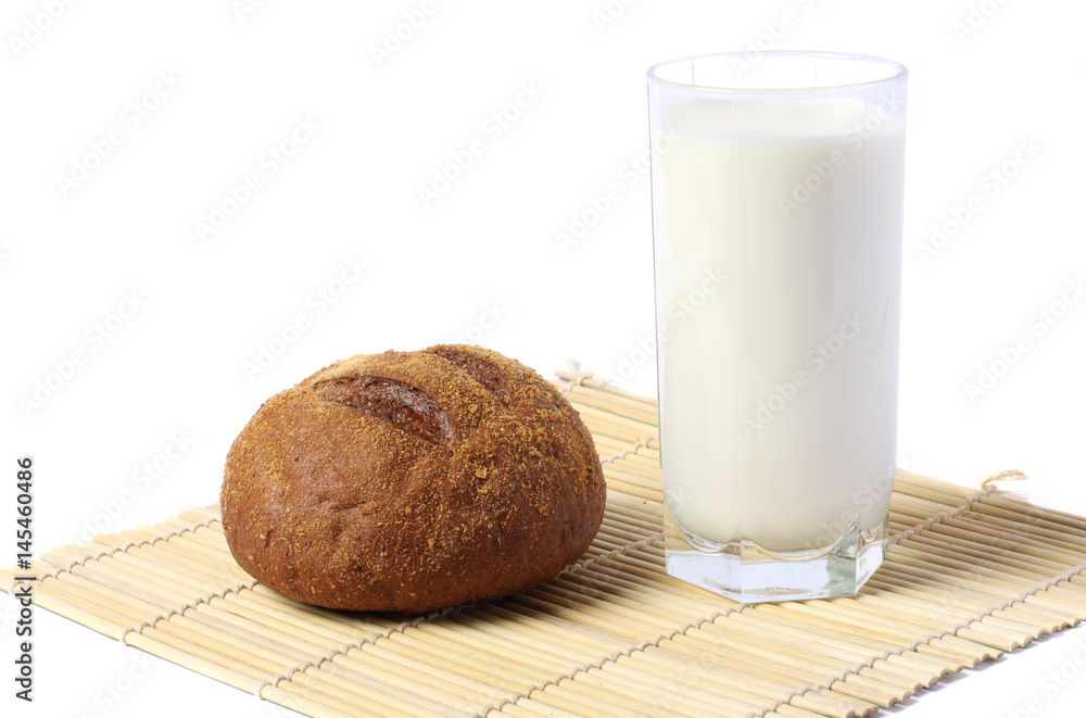 Glass of fresh milk with biscuit isolated on white background Glass of fresh milk with biscuit isolated on white background
