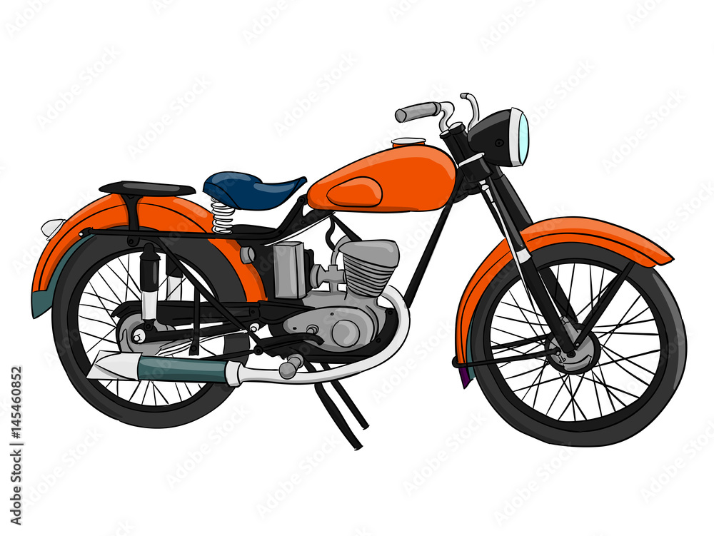 Orange motorcycle stands on a white background eps 10 illustration