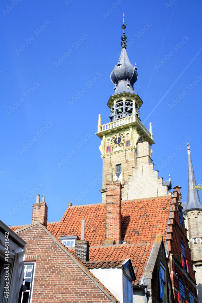 Fototapeta premium Rathausturm in Veere, Zeeland, Holland