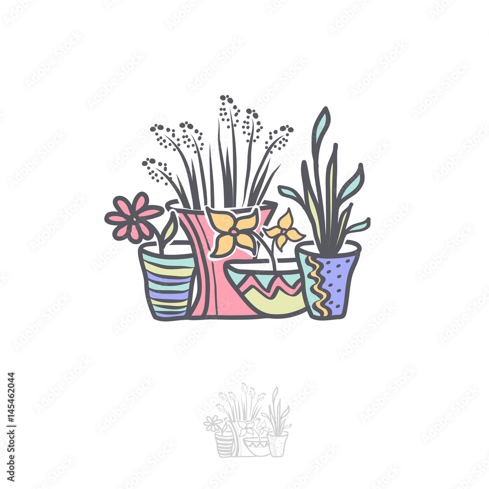 Fototapeta Flower in Pot Logo Illustration Design