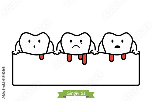 gingivitis and bleeding - cartoon vector outline style