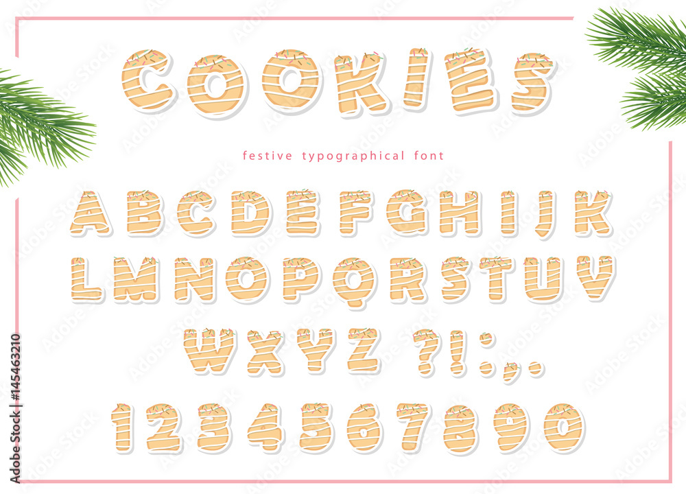 Gingerbread alphabet. For Christmas, birthday, tea party design. Gingerbread alphabet. For Christmas, birthday, tea party design.