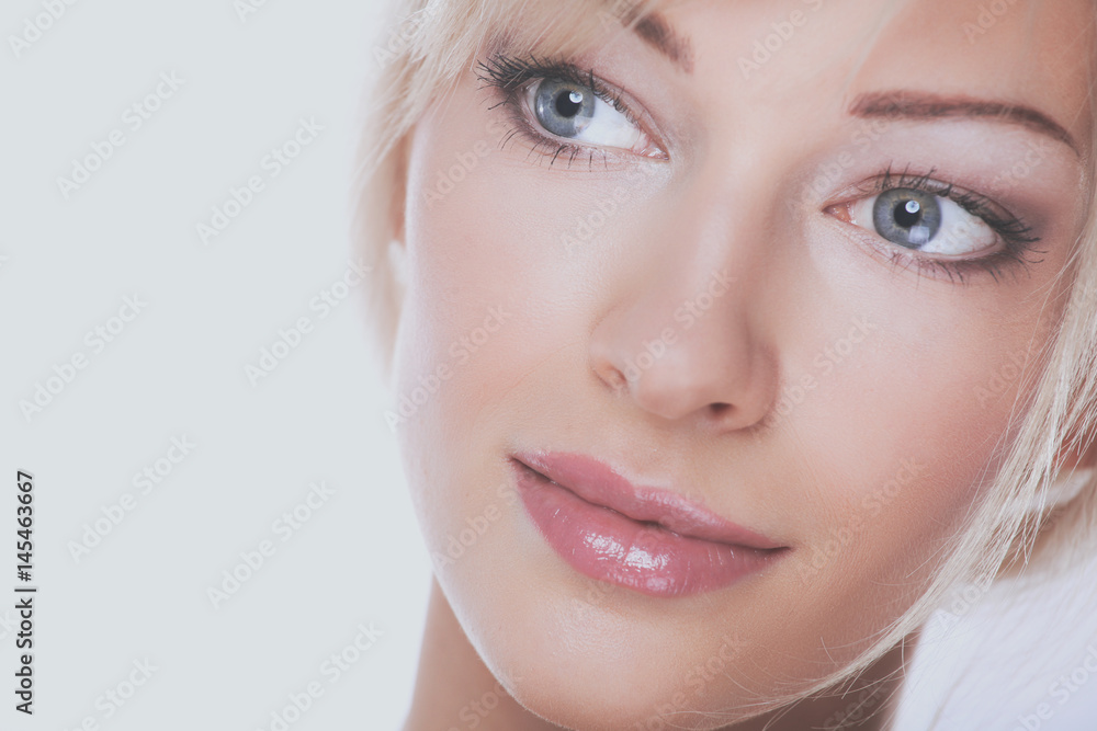 Close up portrait of beautiful young woman face Close up portrait of beautiful young woman face