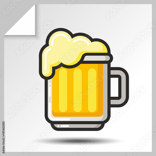 Beer icon for alcohol beverage menu. Vector Isolated flat colorfull illustration.