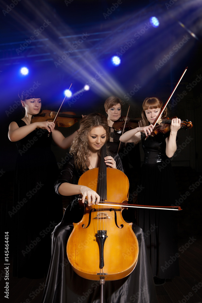 Fototapeta premium Musician play violin on dark