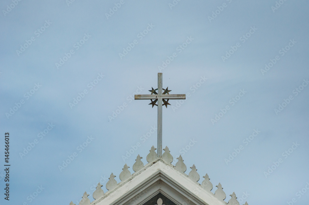 Church cross in rural area