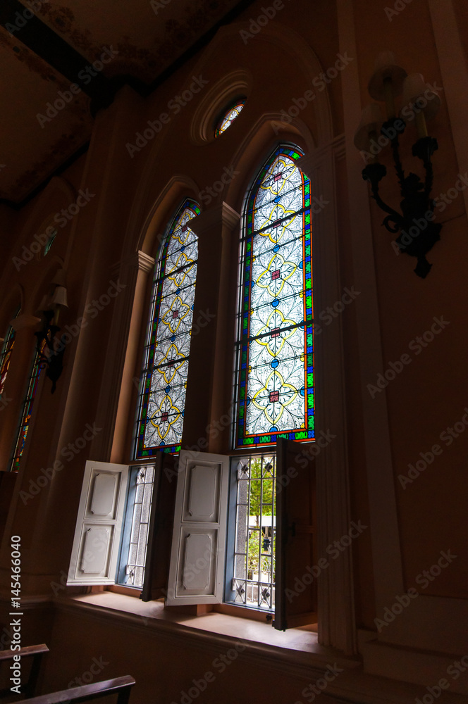 Sunlight through windows inside Church