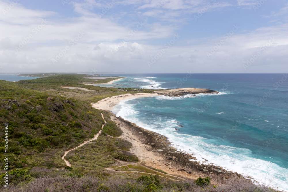 View from Pointe des Chateaux, the most Eastern point of French island of Guadeloupe In the Caribbean