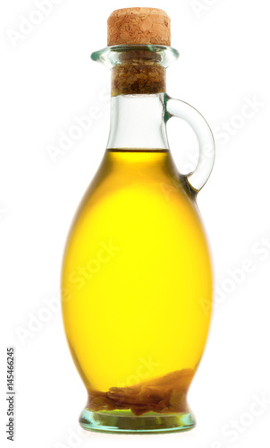 bottle of olive oil on a white background