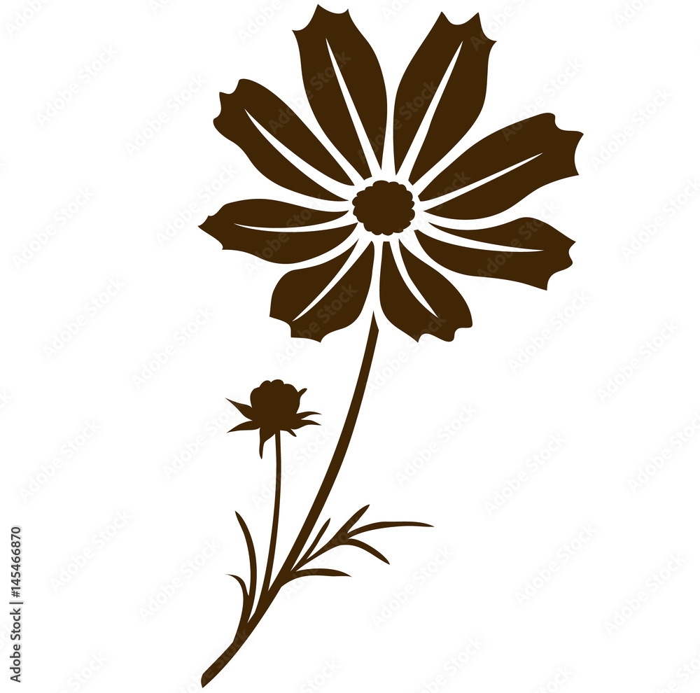 Cosmos Flower Silhouette Vector Illustration Decorative Flower With Bud Stock Vector Adobe Stock Cosmos Flower Silhouette Vector Illustration Decorative Flower With Bud Stock Vector Adobe Stock