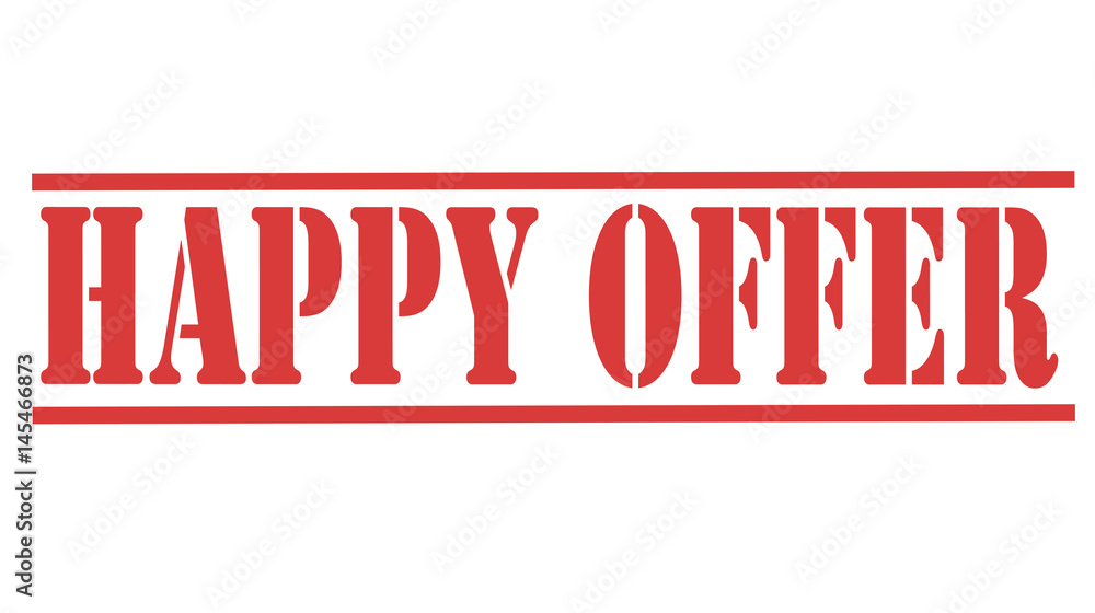 Stamp with text HAPPY OFFER inside on white