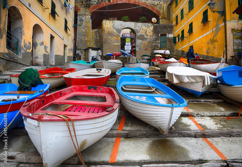 traditional fishing boat in Nervi,Liguria,Italy