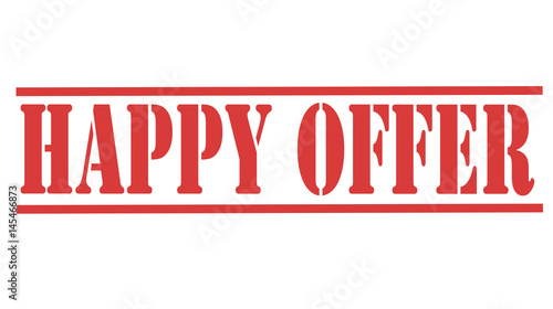 Photography Stamp with text HAPPY OFFER inside on white