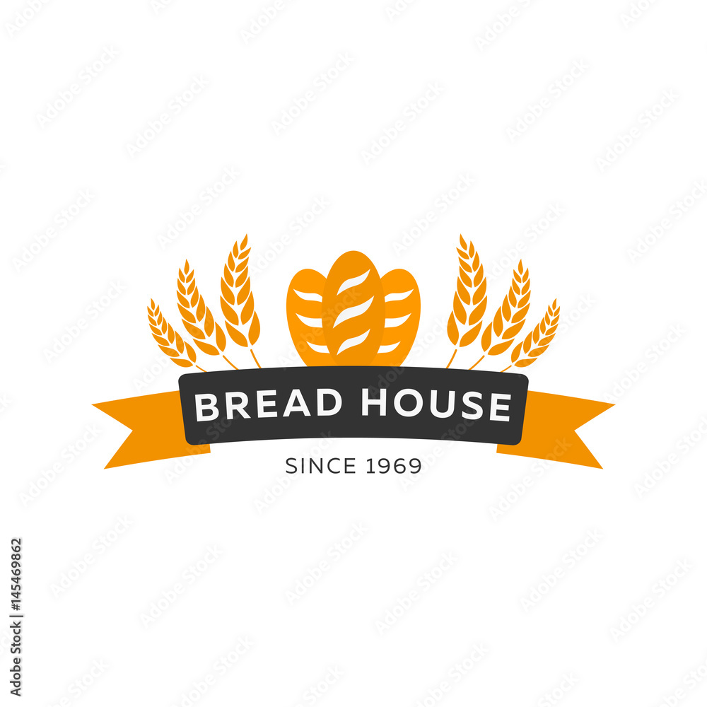 Obraz premium Bakery shop emblem, labels, logo and design elements. Fresh bread and wheat. Vector illustration.