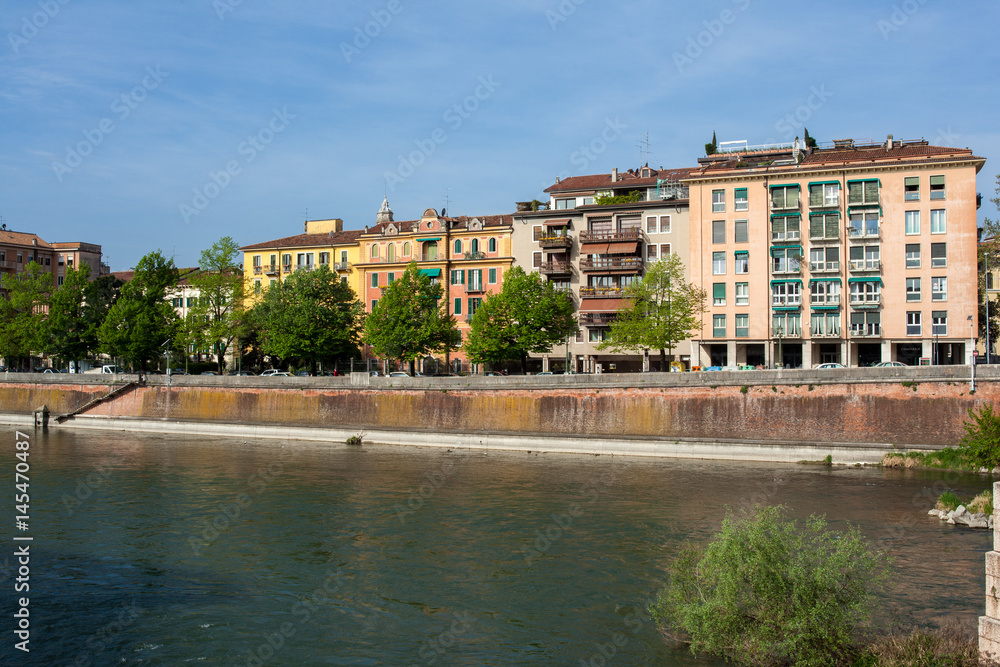 Adige river from ponte nuovo, Verona