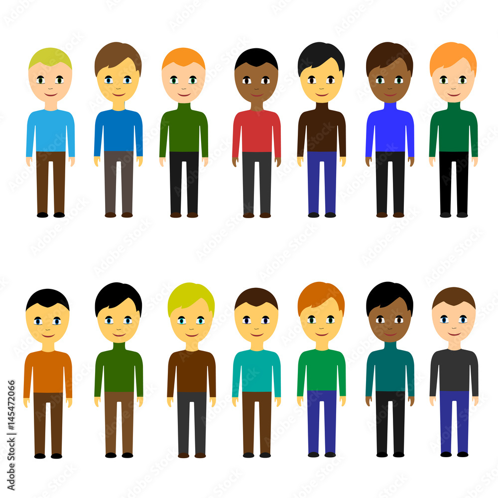 Set of various business people of different nationalities. Men. Simple flat style on white background Set of various business people of different nationalities. Men. Simple flat style on white background