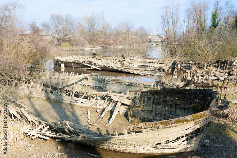 Old boats cemetery,Sile river natural park Old boats cemetery,Sile river natural park