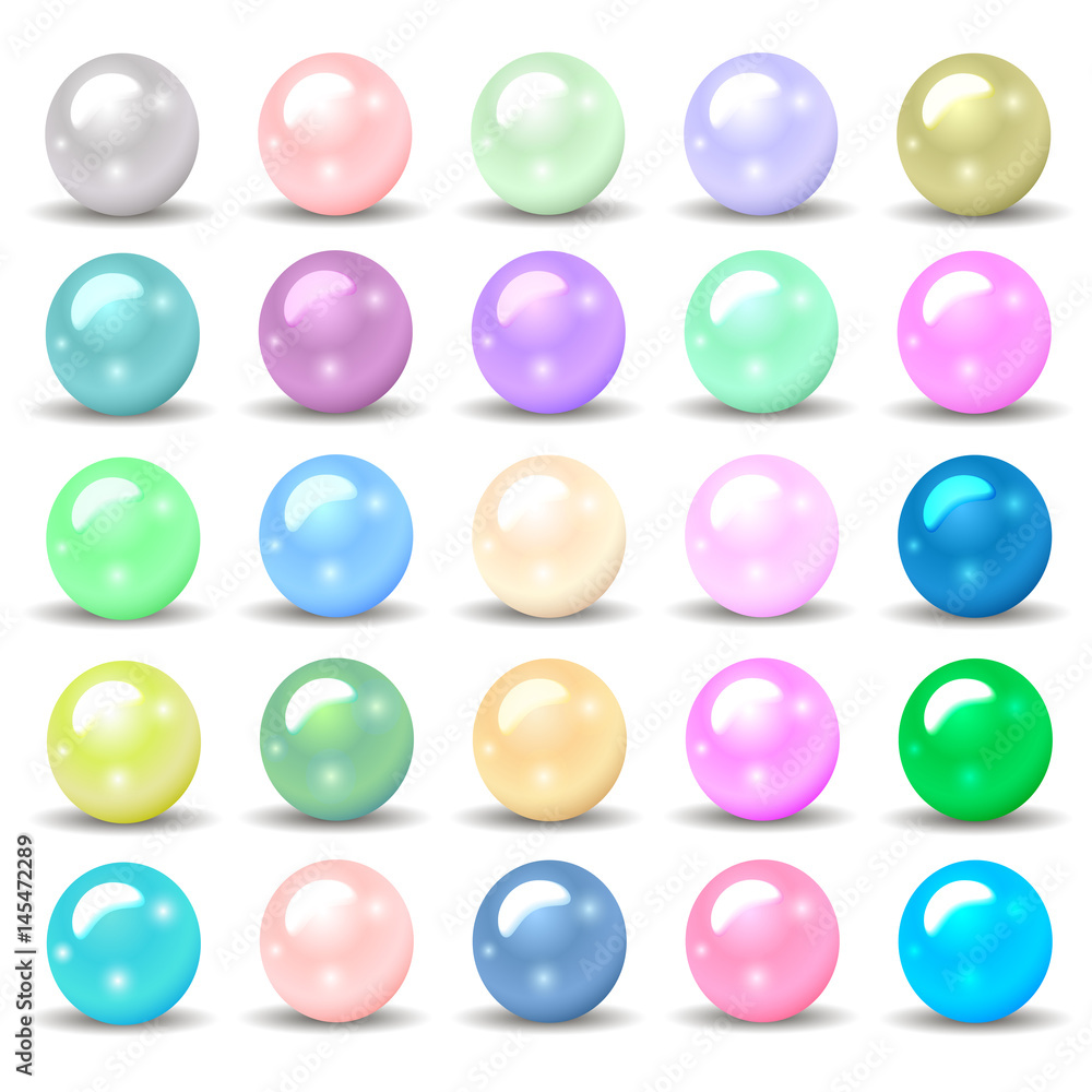 Illustration set of pearls of different colors for your design