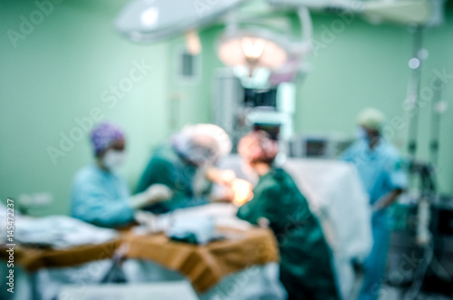 Blurred image of the operating room during the operation.