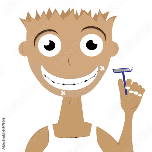 hilarious guy with a razor. Vector illustration