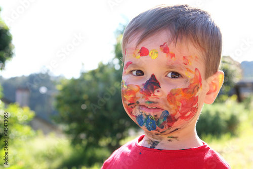 Fototapeta Naklejka Na Ścianę i Meble -  little child with painted face