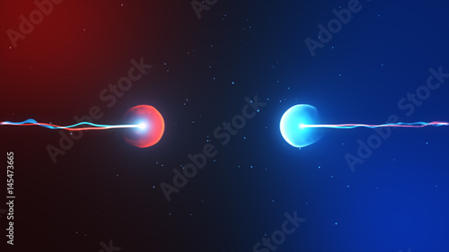 Two particles ready to collide to one another artistic image photo