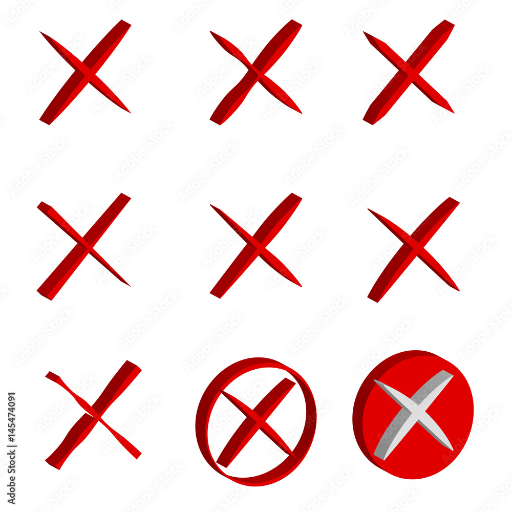 Obraz premium 3Dcross icons isolated on white background. Sign and symbols.