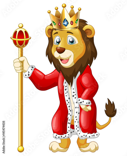 Cute lion king cartoon. Vector illustration