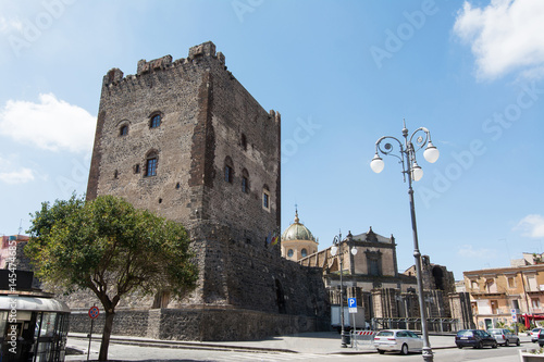 Принти на полотні The norman castle in Adrano, Sicily. Made in lava stones