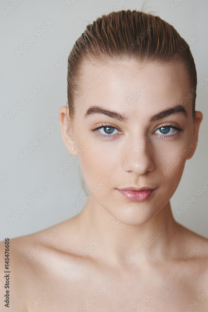 Portrait of girl with make-up closeup on white background Portrait of girl with make-up closeup on white background